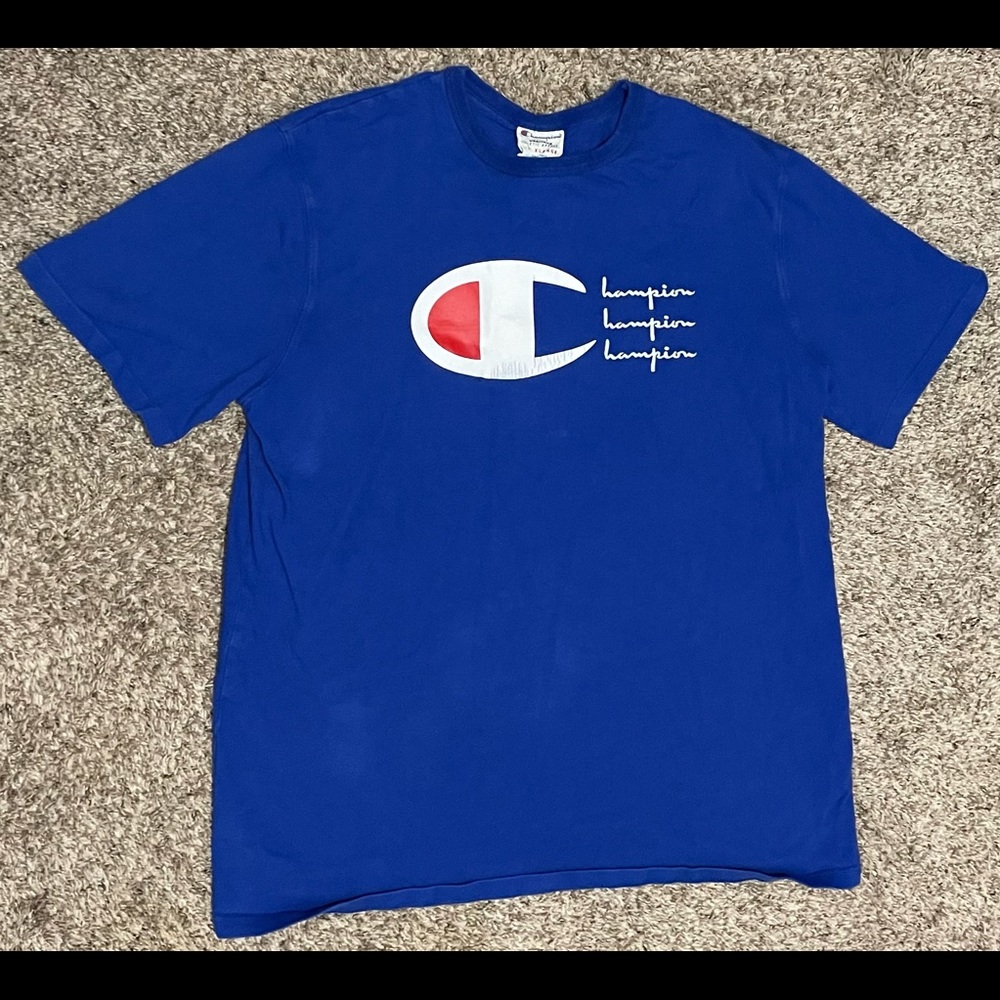 Champion Big Logo Blue Short Sleeve XL
